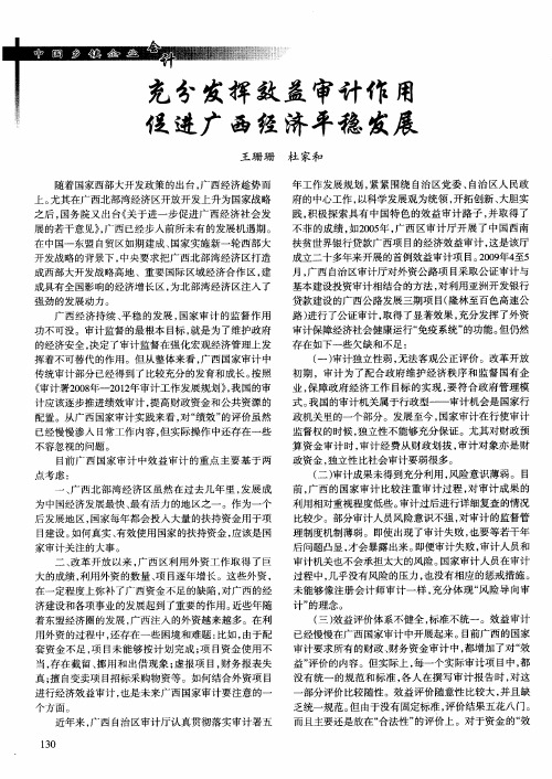 充分发挥效益审计作用促进广西经济平稳发展
