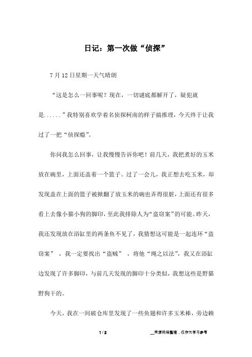 日记：第一次做“侦探”