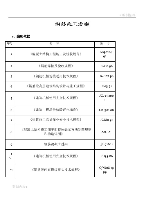 长城杯钢筋施工方案