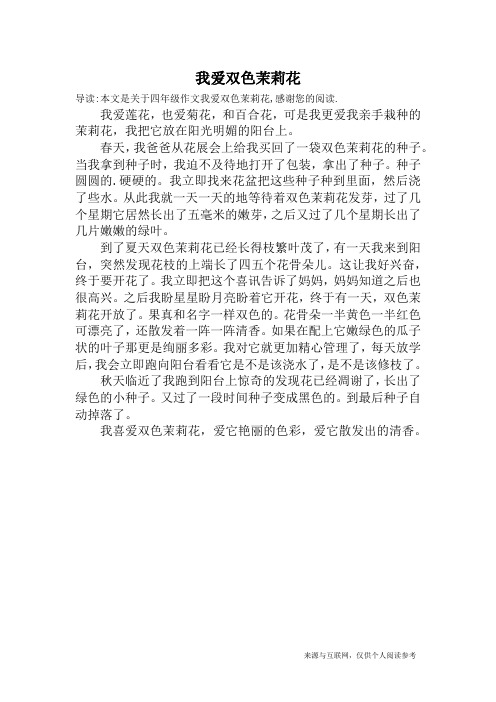 我爱双色茉莉花_四年级作文
