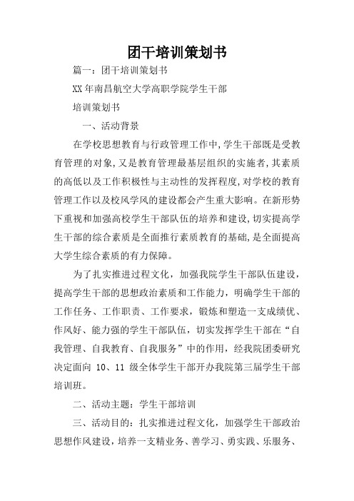 团干培训策划书