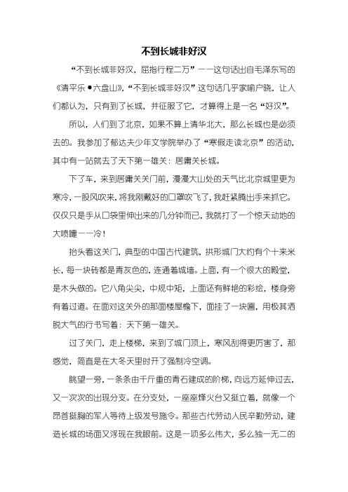 五年级作文：不到长城非好汉作文800字