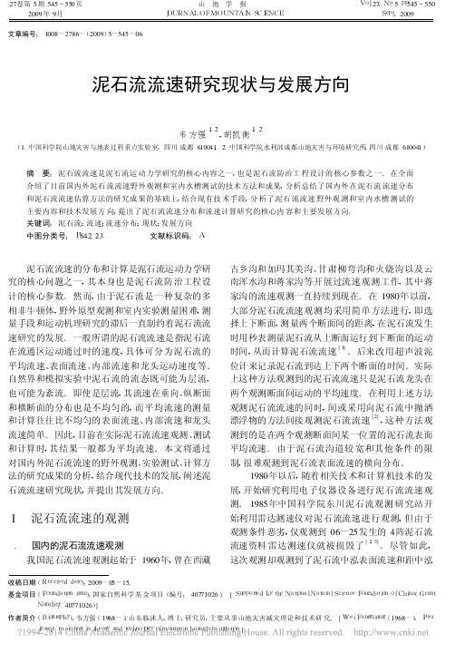 泥石流流速研究现状与发展方向_韦方强
