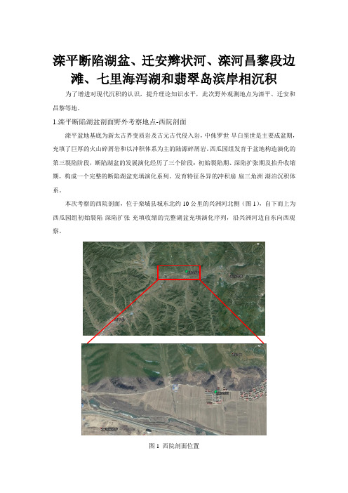 滦平断陷湖盆、迁安辫状河、滦河昌黎段边滩、七里海泻湖和翡翠岛滨岸相沉积