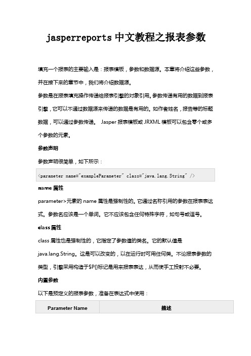 jasperreports中文教程之报表参数