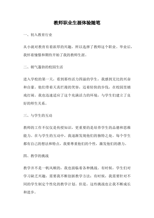 教师职业生涯体验随笔