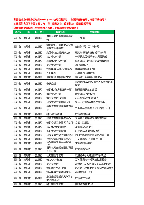 2020新版四川省绵阳市涪城区空调工商企业公司商家名录名单黄页联系电话号码地址大全116家