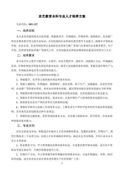 农艺教育专业人才培养方案