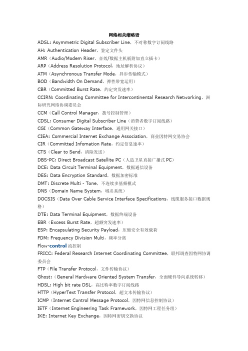 网络相关缩略语
