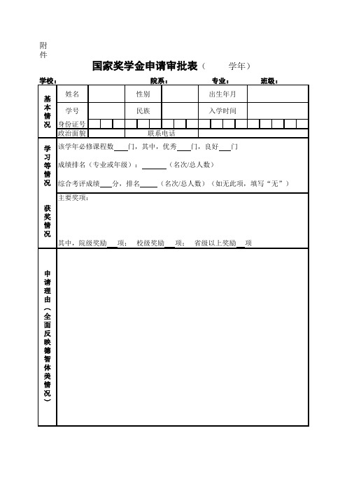 国家奖助学金申请评审表汇总xls