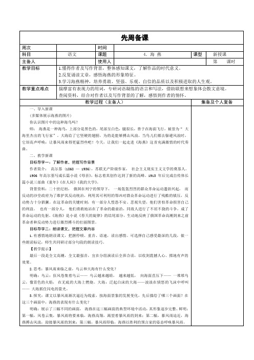 4 海 燕 人教部编版九年级下册语文教案