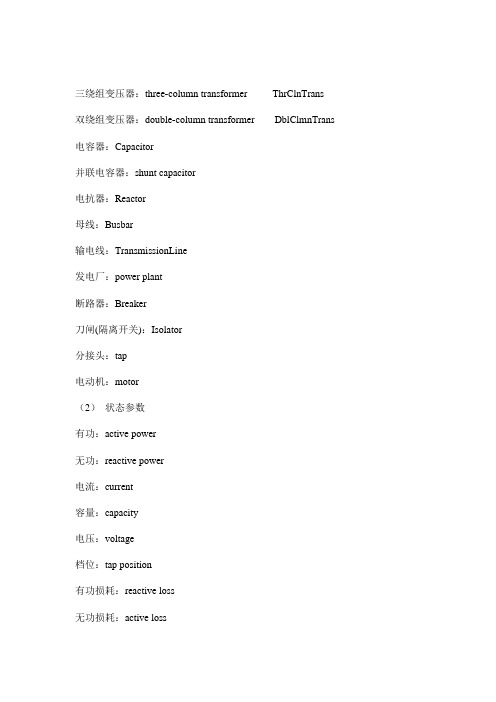 电力行业专业英语词汇