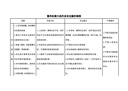 篦冷机清大块作业安全操作规程