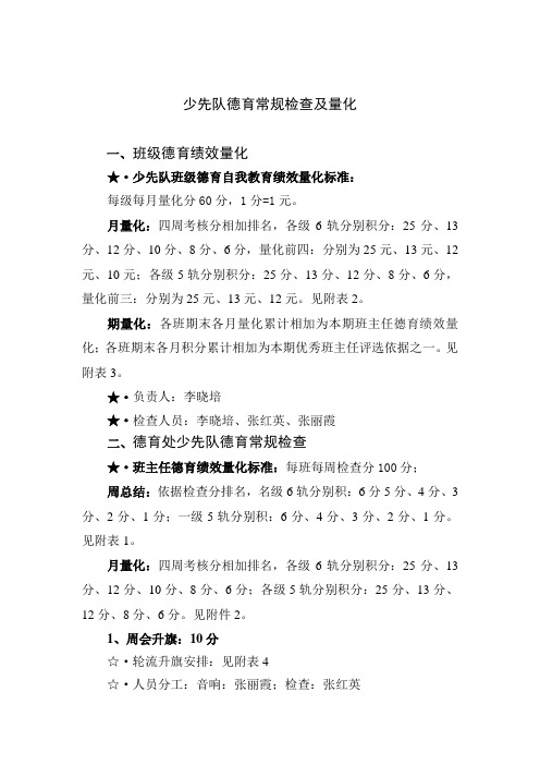 少先队德育常规检查及量化