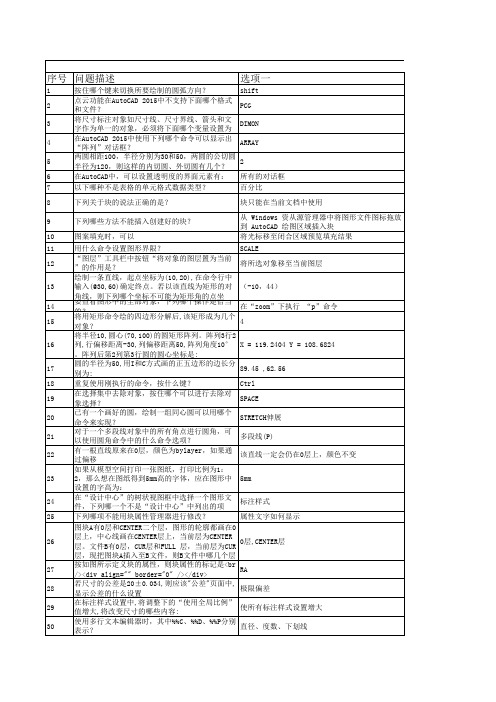 AutoCAD-2015初级工程师参考试题