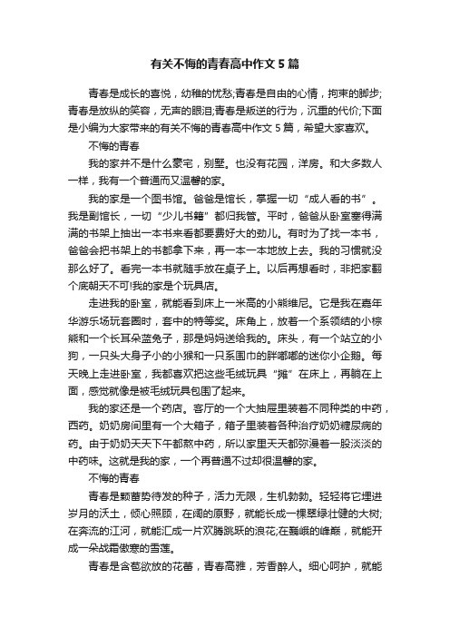 有关不悔的青春高中作文5篇
