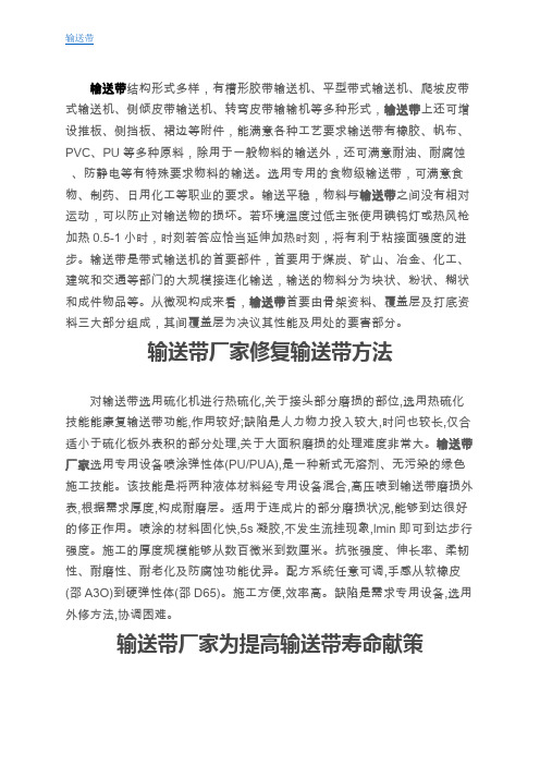 输送带维护及延长使用寿命方法
