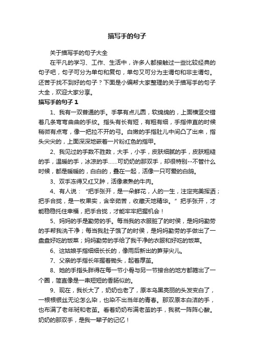 关于描写手的句子大全