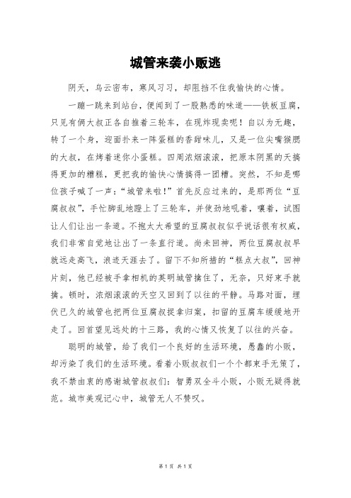 城管来袭小贩逃_六年级作文