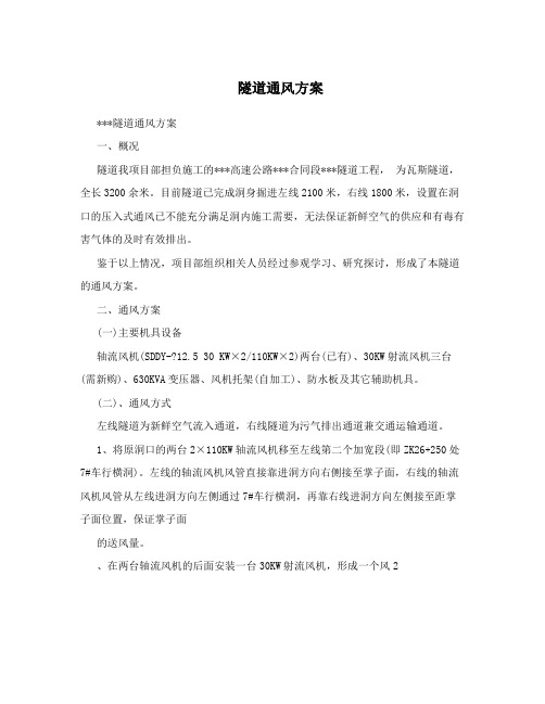 隧道通风方案