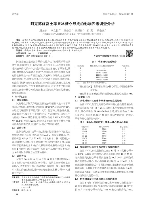阿克苏红富士苹果冰糖心形成的影响因素调查分析