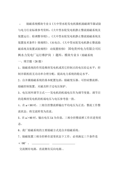 运维岗专业试题库励磁模块5