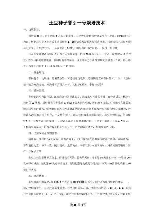 土豆种子鲁引一号栽培技术