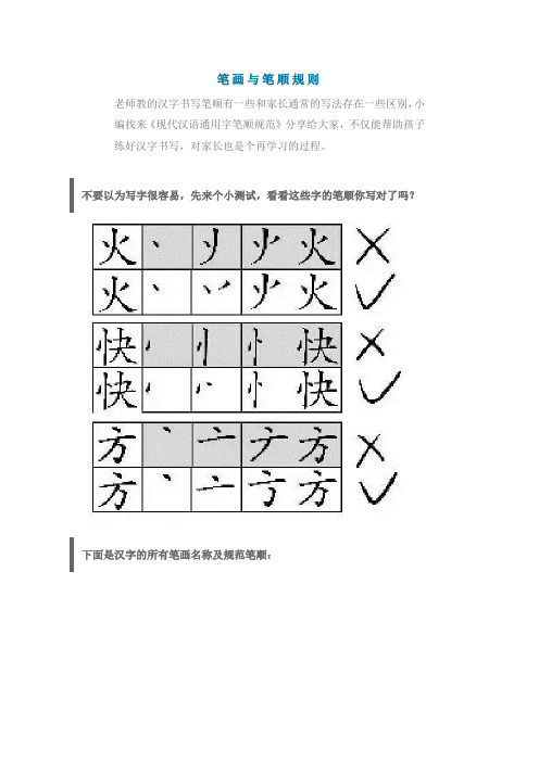 一年级必学笔画+笔顺+偏旁部首大全