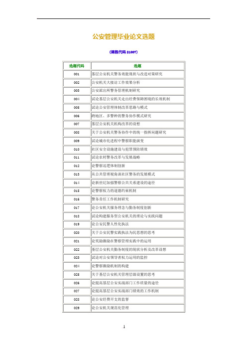 公安管理毕业论文选题