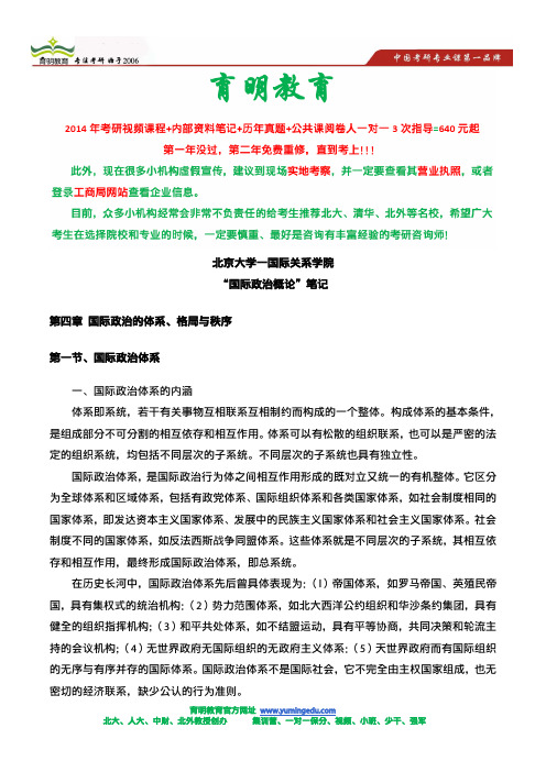 北大、人大、国关院、外院等校国际政治考研国际政治概论复习笔记,复习范围