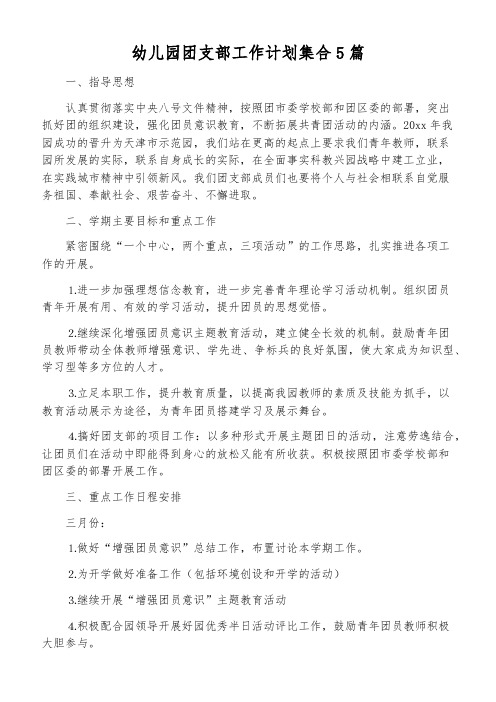 幼儿园团支部工作计划集合5篇