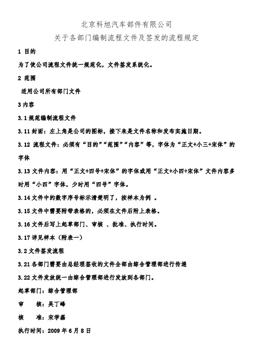文件编制和签发的规定