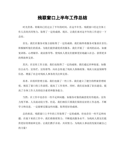 残联窗口上半年工作总结