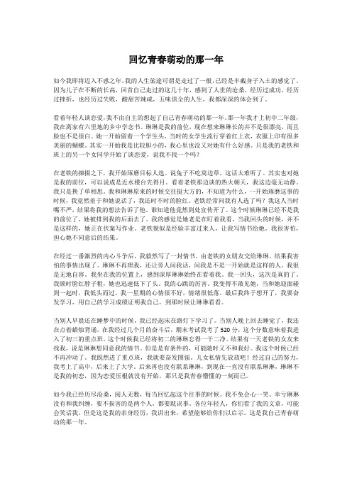 回忆青春萌动的那一年