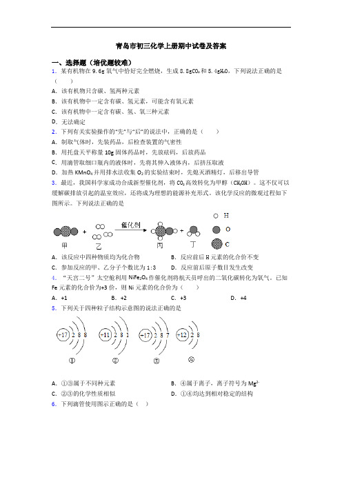 青岛市初三初三化学上册期中试卷及答案