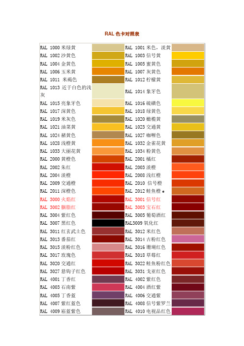 RAL色卡对照表