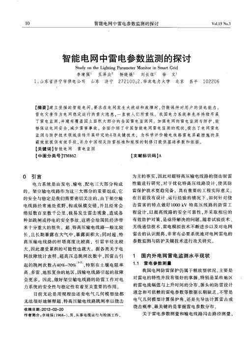 智能电网中雷电参数监测的探讨