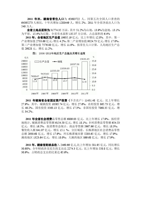 2011年湖南省统计资料