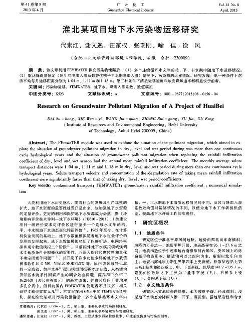 淮北某项目地下水污染物运移研究