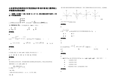 山东省青岛市经济技术开发区致远中学(高中部)高三数学理上学期期末试卷含解析