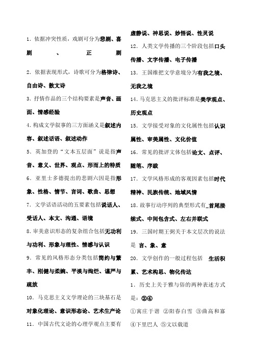 文学理论填空题