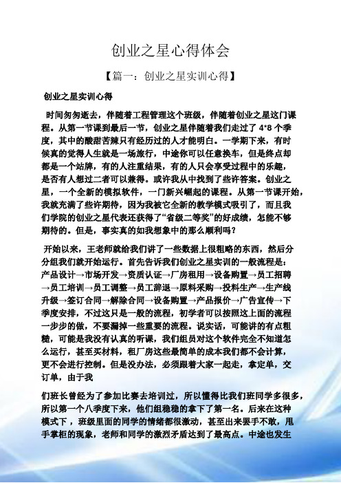 创业之星心得体会