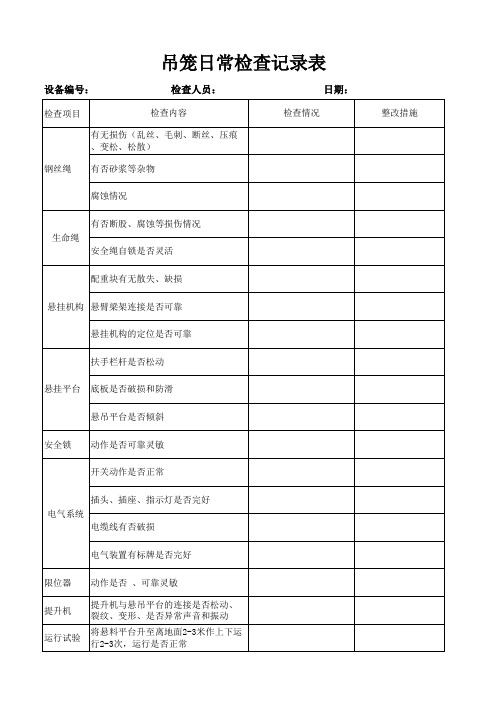 吊笼日常检查记录表