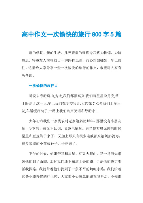 高中作文一次愉快的旅行800字5篇