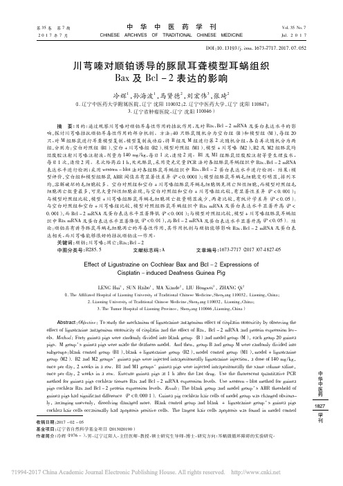 川芎嗪对顺铂诱导的豚鼠耳聋模型耳_省略_组织Bax及Bcl_2表达的影响_冷辉