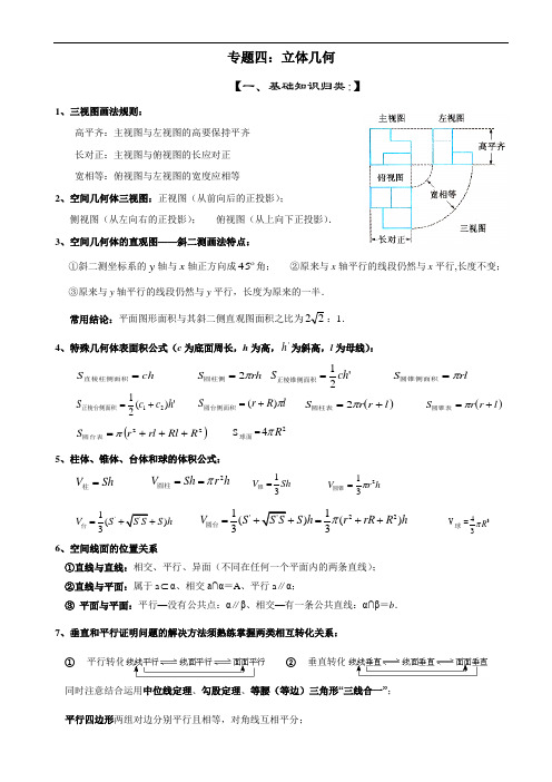 专题4：立体几何(文科)