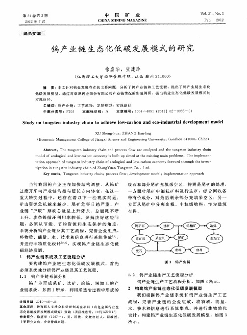钨产业链生态化低碳发展模式的研究