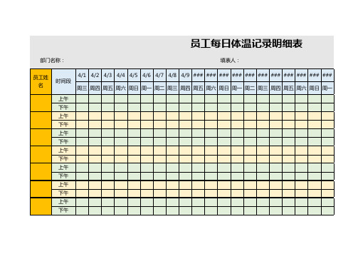员工每日体温记录明细表