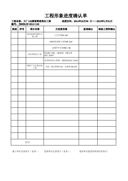 工程形象进度确认单样表