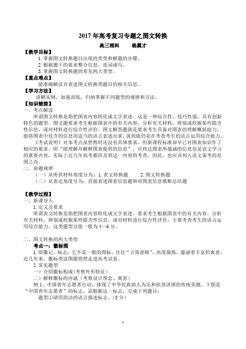 2017年高考专题之图文转换教案